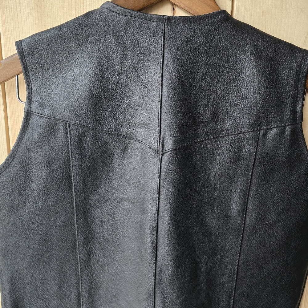 Boutique Of Leathers Black Leather V Neck Vest Boys Size 14 NWT - Picture 9 of 10